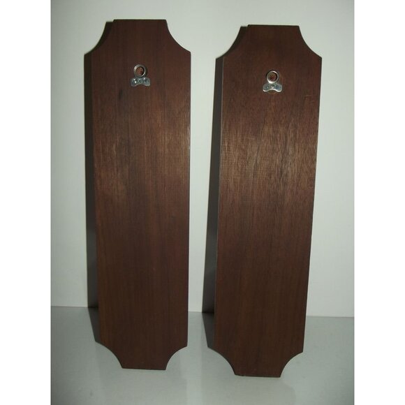 Wood Sconce (lot of 2) mirror crackled gold MCM candle votive holder 15" vintage - Picture 11 of 12